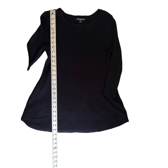 Cable & Gauge Petite Black Ribbed Sweater Top 3/4 Sleeve Women's Size PL - Picture 5 of 8